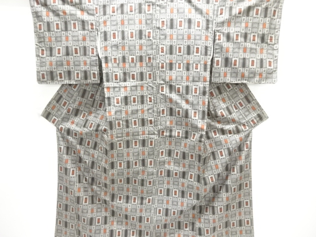 JAPANESE KIMONO / KIMONO ENSEMBLE / SILK / OSHIMA TSUMUGI / WOVEN GRID